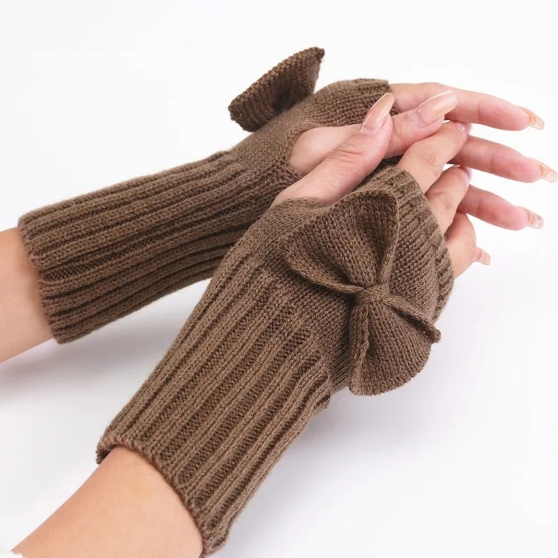 Knit Bow Fingerless Gloves – S - đánh giá và giá Fingerless Glove Knit