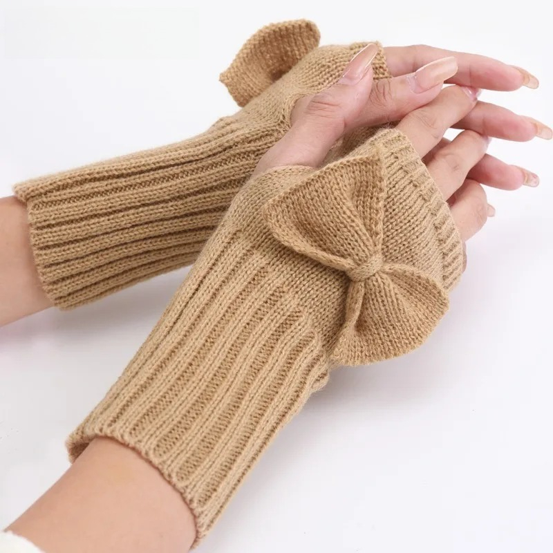 Knit Bow Fingerless Gloves – S - đánh giá và giá Fingerless Glove Knit